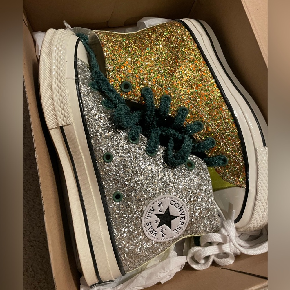 RARE NEW Converse Chuck Taylor All Star JW Anderson Glitter Gold Silver - Picture 3 of 8